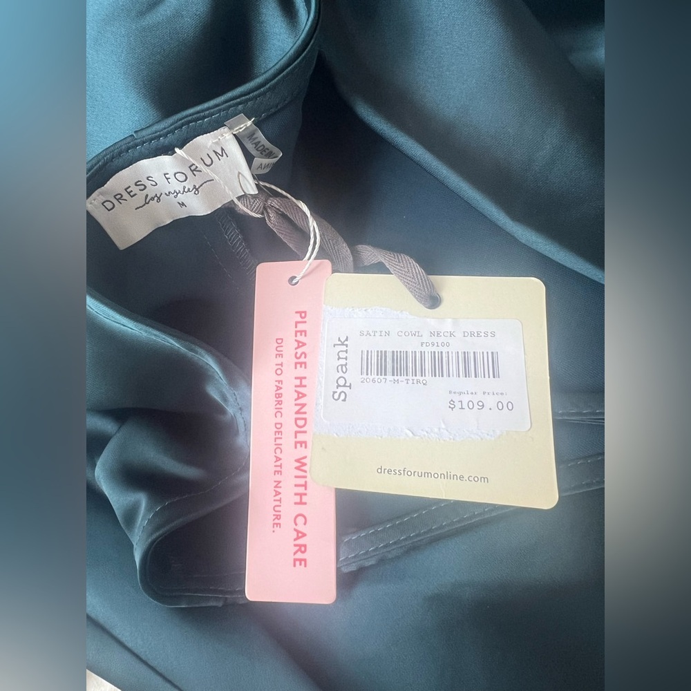 Teal Satin Formal Midi Dress - Picture 6 of 6